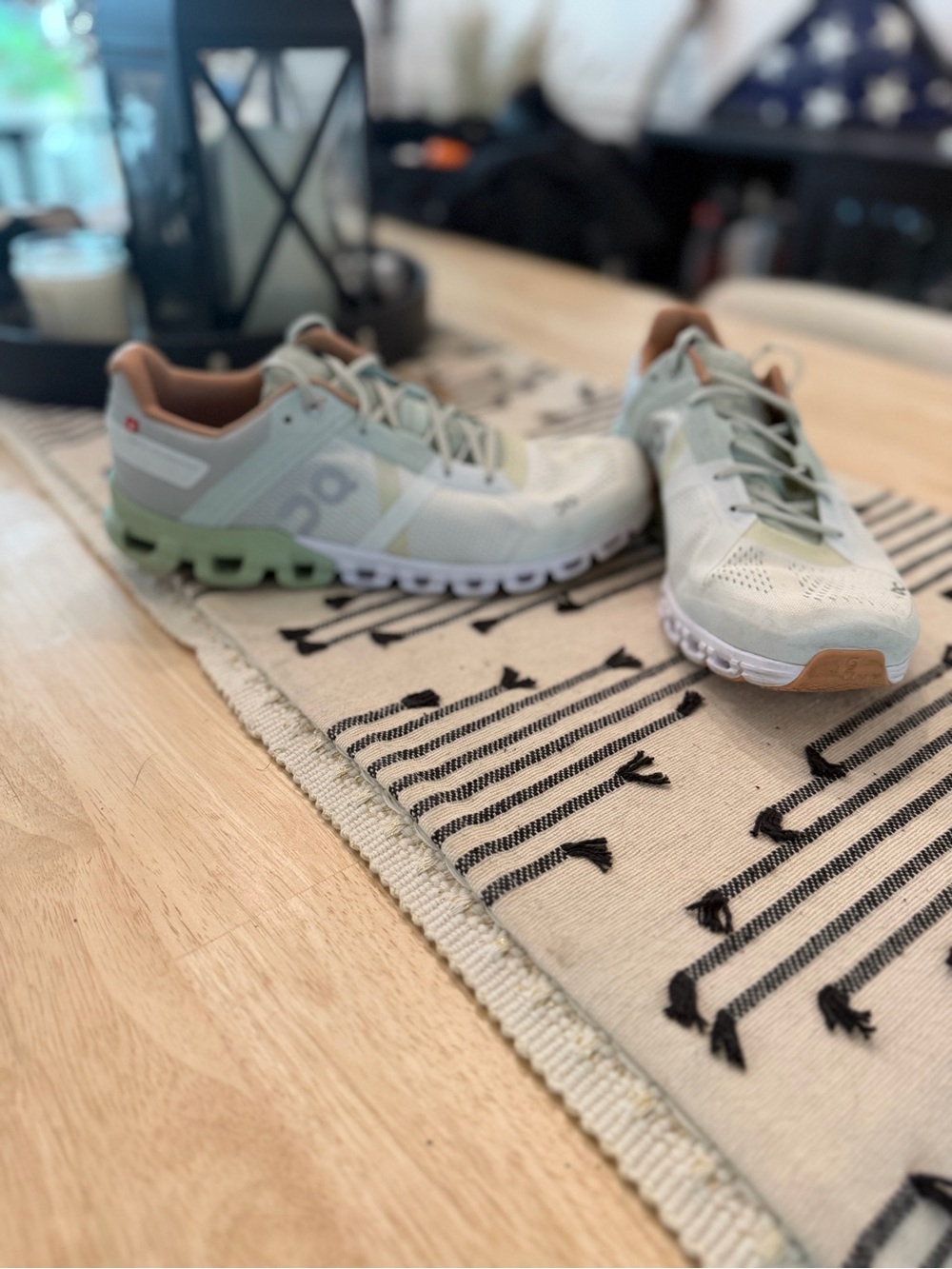 On Running Cloudnova Sneakers in Sage Green with Tan Accents